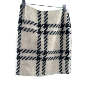 Anne Klein Cream Check Wool Mini Skirt 4 Black Lined Retro Glam Corp Workwear
